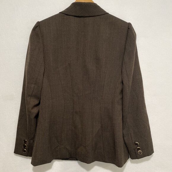 Antoni Melani Women's Brown Wool Herringbone Jeweled Button Blazer Sz 4 - Picture 3 of 9